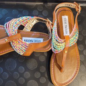 Girls Steve Madden Adustbable Strap Sandals Size 3 Multicolored
